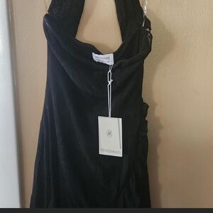 Peppermayo Black Velvet Cowl Halter Dress